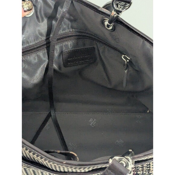 Lauren Ralph Lauren Vintage Houndstooth Brown Mini Tote British Inspired Bag - Picture 10 of 13